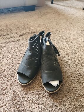 torrid Black Open-Toe Laser-Cut Ankle Booties